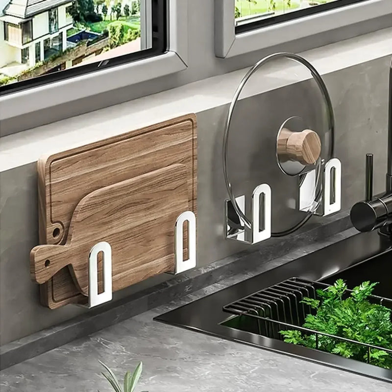 Range-Couvercle Mural Inox 304 Adhésif, 2 à 6 Supports, 3 Finitions
