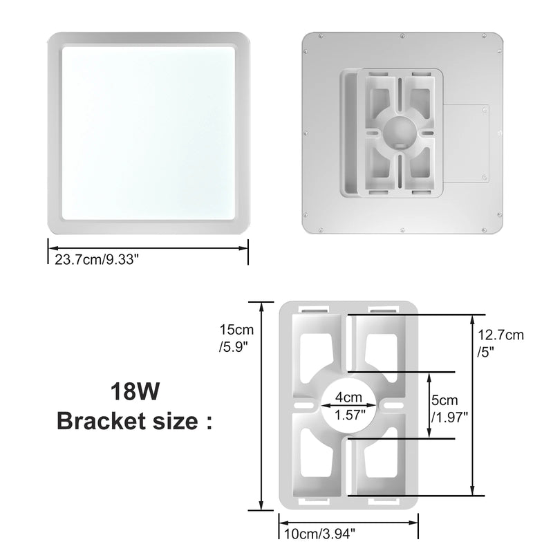 Plafonnier LED Carré Cuisine Effet Bois 18W ou 24W 3 Teintes Réglables