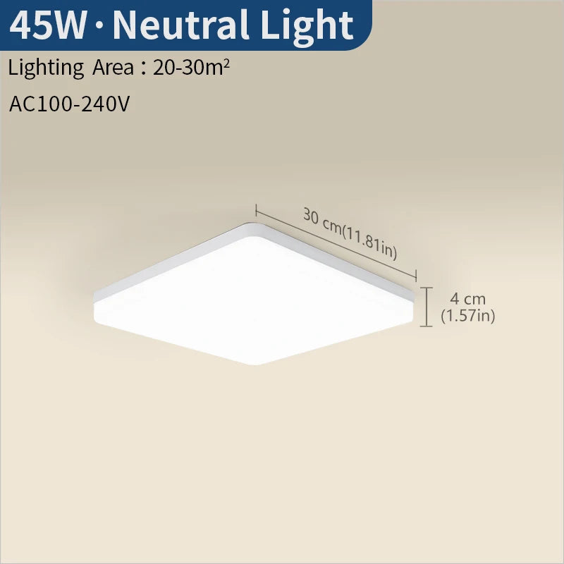 Plafonnier LED Carré Cuisine 3 Teintes 18 à 45 W
