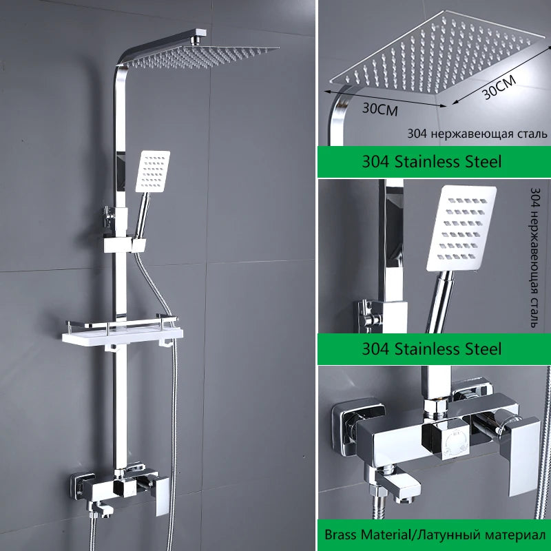 Douche Encastrable 3-4 Voies Noire ou Chromée