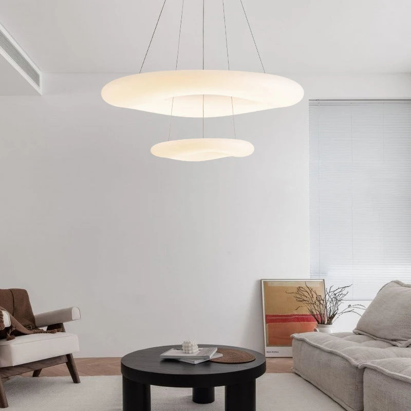 Suspension Cuisine LED Anneau Blanc, Simple ou Double, 60 à 90 cm
