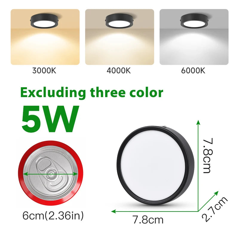 Spot LED en Saillie Cuisine 3 Teintes à Mémoire, 5 Finitions, 5 à 25 W