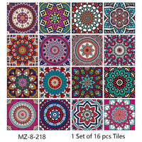 Lot de 16 Stickers Carrelage Adhésifs Motif Aquarelle