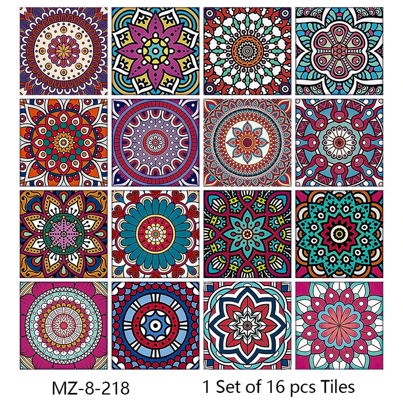 Lot de 16 Stickers Carrelage Adhésifs Motif Aquarelle