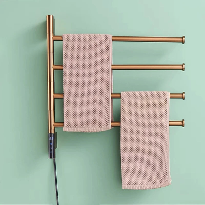 Sèche-Serviette Électrique Mural 4 Barres Rotatives Inox 58 x 48,5 cm