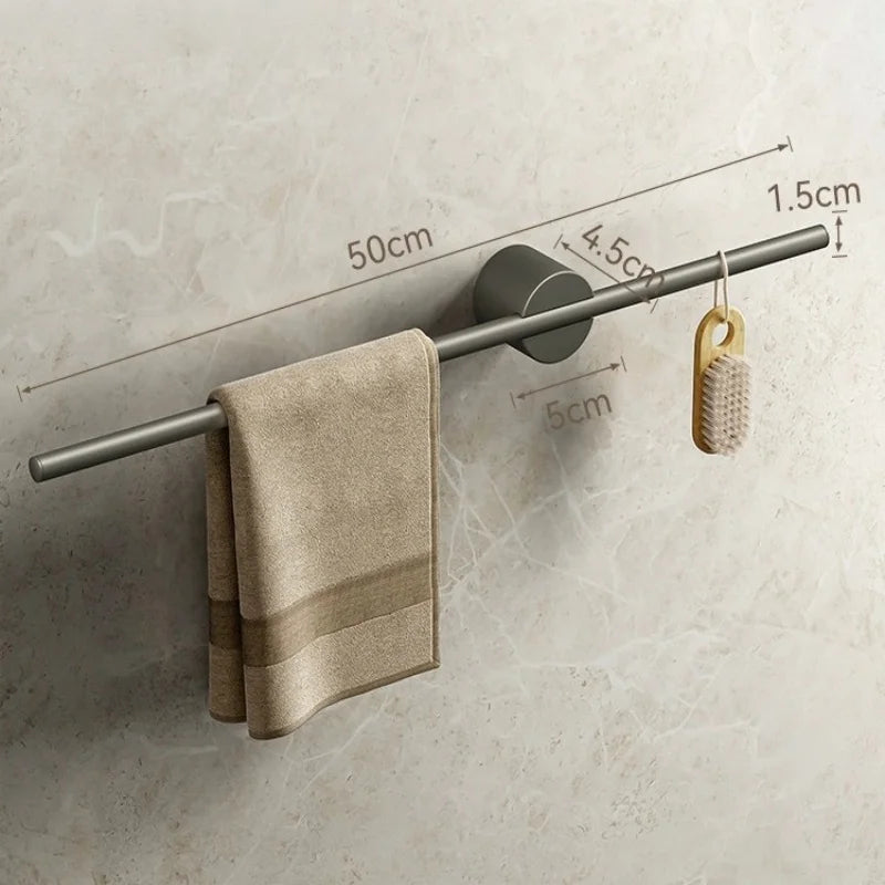 Porte-Serviette Mural Aluminium à Barre Fine, 30, 40 ou 50 cm