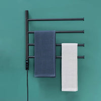 Sèche-Serviette Électrique Mural 4 Barres Rotatives Inox 58 x 48,5 cm