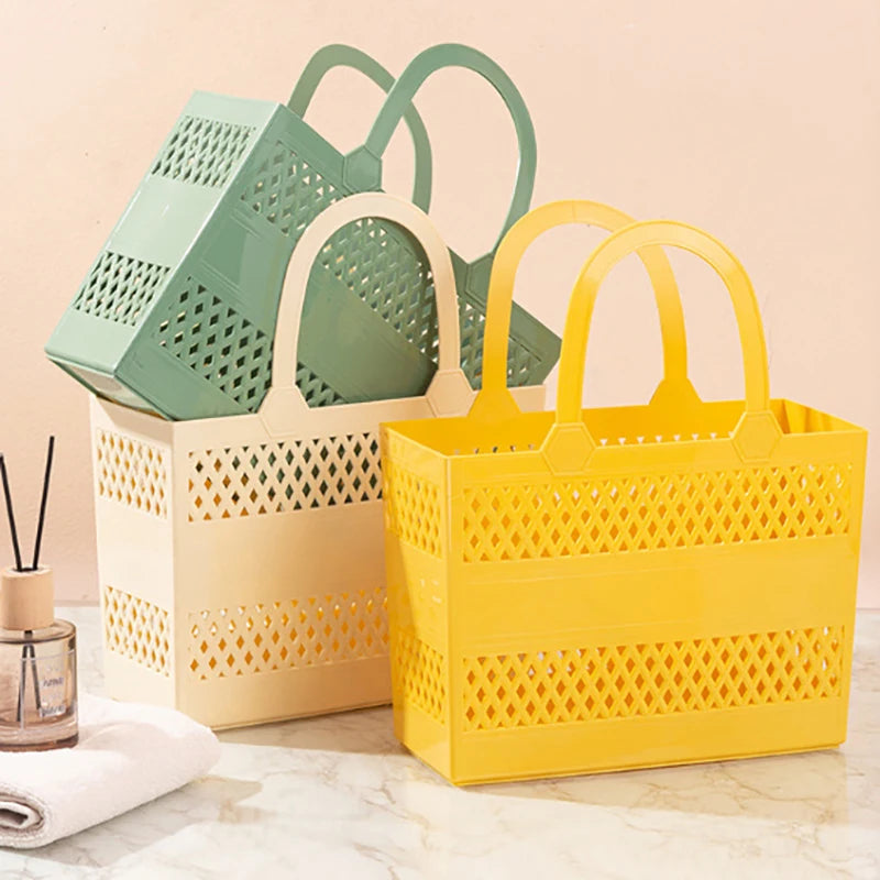 Panier de Douche Portable Ajouré 29 x 20 cm, Beige, Vert ou Jaune
