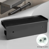 Porte-Papier Toilette Mural Aluminium avec Tablette, à l'Unité ou Lot de 2, 4 Finitions