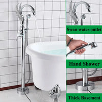 Robinet Baignoire sur Pied Col de Cygne Laiton avec Douchette, 4 Finitions
