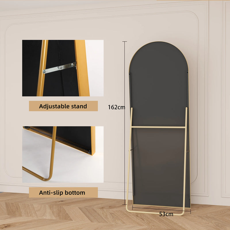 Miroir sur Pied XXL Noir ou Doré Verre Trempé