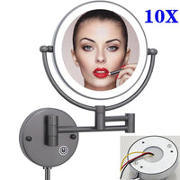 Miroir de Maquillage LED Grossissant 10X Tactile Mural Double Bras Extensible