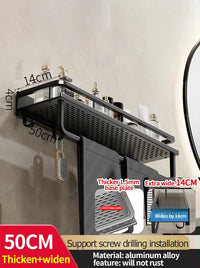 Étagère Murale Salle de Bain Aluminium Noir ou Gris 30-50 cm