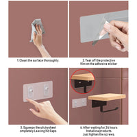 Porte-Papier Toilette Mural en Bois Sans Perçage
