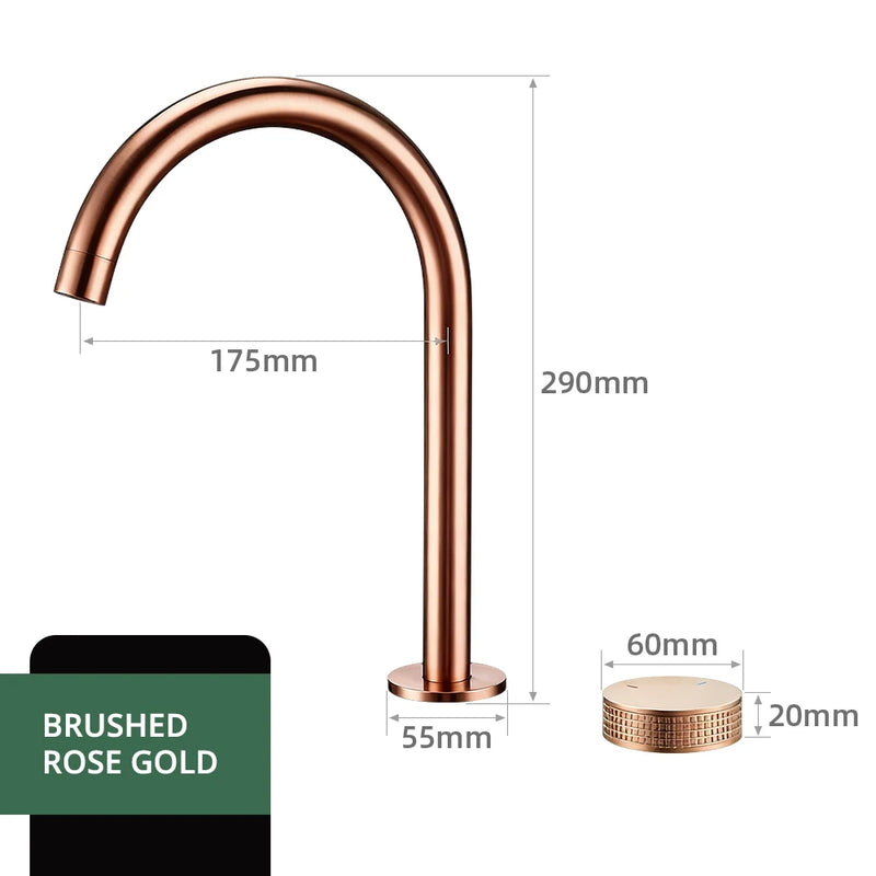 Mitigeur Lavabo Haut 2 Trous Laiton, Bec Pivotant 360°, 5 Finitions