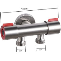 Robinet d'Arrêt Double Sortie Inox 304 G1/2 pour Lave-Linge, 12 cm