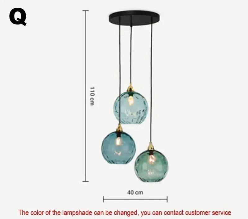 Suspension Cuisine Globes en Verre Coloré Texturé, 1 à 8 Têtes