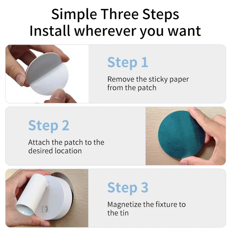 Applique Murale Sans Fil Rechargeable USB-C, Magnétique, Noire, Blanche ou Dorée