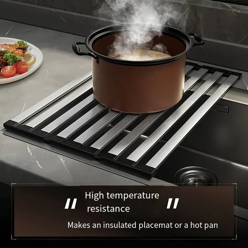 Égouttoir à Vaisselle Pliable Télescopique Inox 45-50 cm