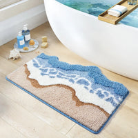 Tapis de Bain Ondulé Motif Vagues Tufté Main, 3 Tailles