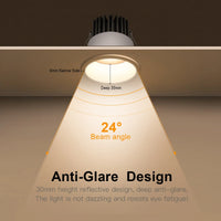 Spot LED Encastrable Cuisine Anti-Éblouissement, Noir ou Blanc, 7 ou 12 W
