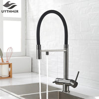 Mitigeur Cuisine 3 Voies Eau Filtrée Col Souple ou Ressort, 5 Finitions