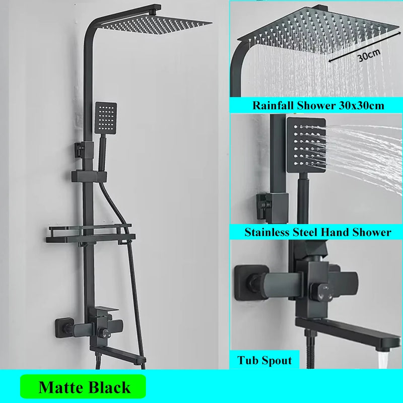 Colonne de Douche Pluie Dorée avec Robinet de Baignoire 25 cm