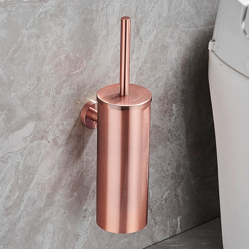 Brosse WC Inox avec Support Cylindrique, Murale ou à Poser, 7 Finitions