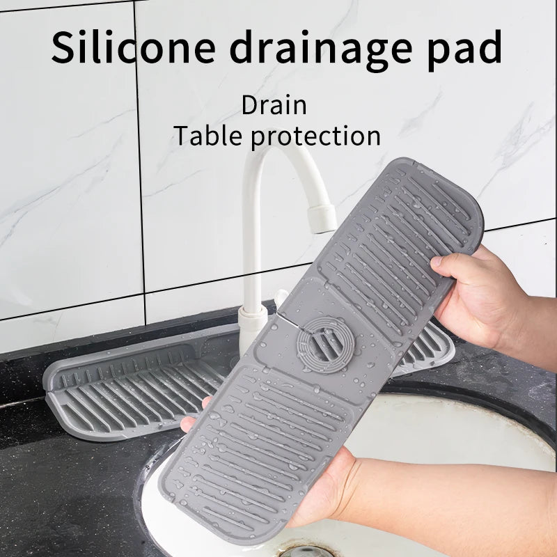 Tapis de Robinet Silicone Anti-Éclaboussures 36,5 ou 44,4 cm, Gris ou Noir