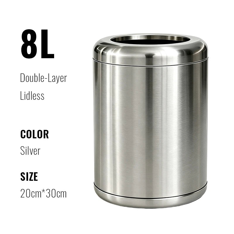 Poubelle de Salle de Bain Luxe Inox Double Couche 8 ou 10 Litres