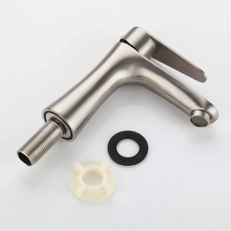 Robinet Lave-Main Eau Froide en Inox 304 Brossé, 13,4 cm de Haut