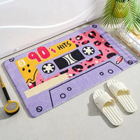 Tapis de Bain Cassette Rétro Antidérapant en Microfibre, 6 Motifs, 40 x 60 à 80 x 120 cm