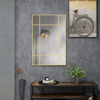 Miroir Mural Rectangulaire Style Verrière Noir ou Doré 90 x 60 cm