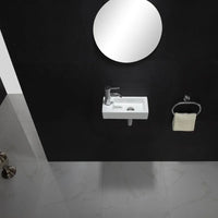 Lave-Main Mural en Céramique Blanc, Ultra-Étroit 36,5 x 18 cm