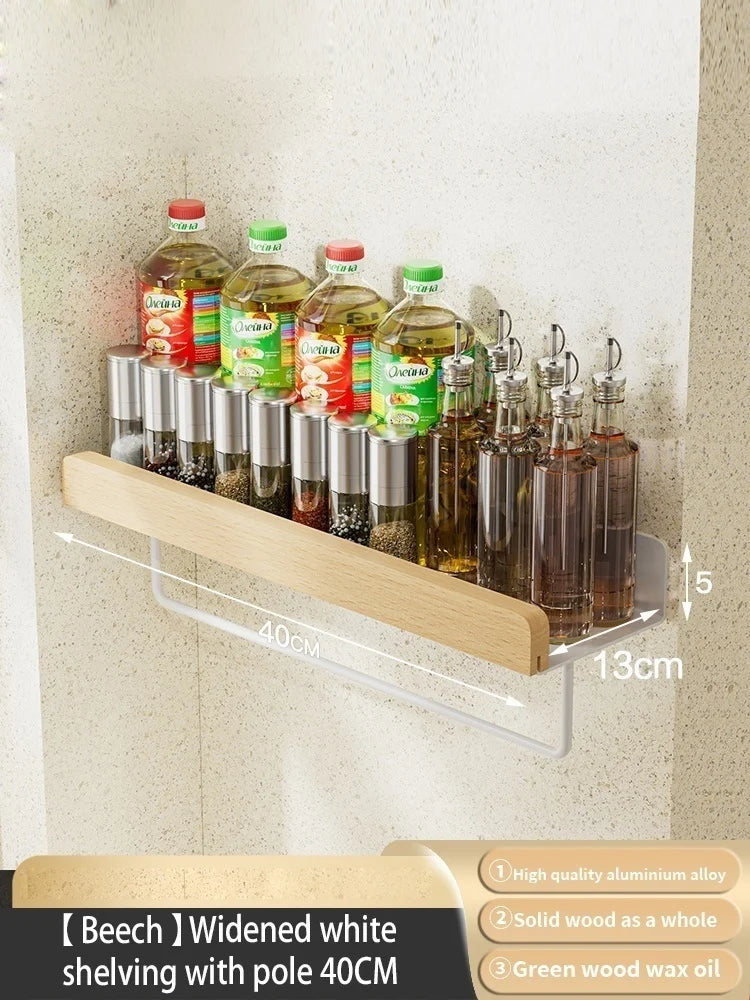 Étagère Murale en Bois et Aluminium, Blanc ou Noir, 20 à 60 cm