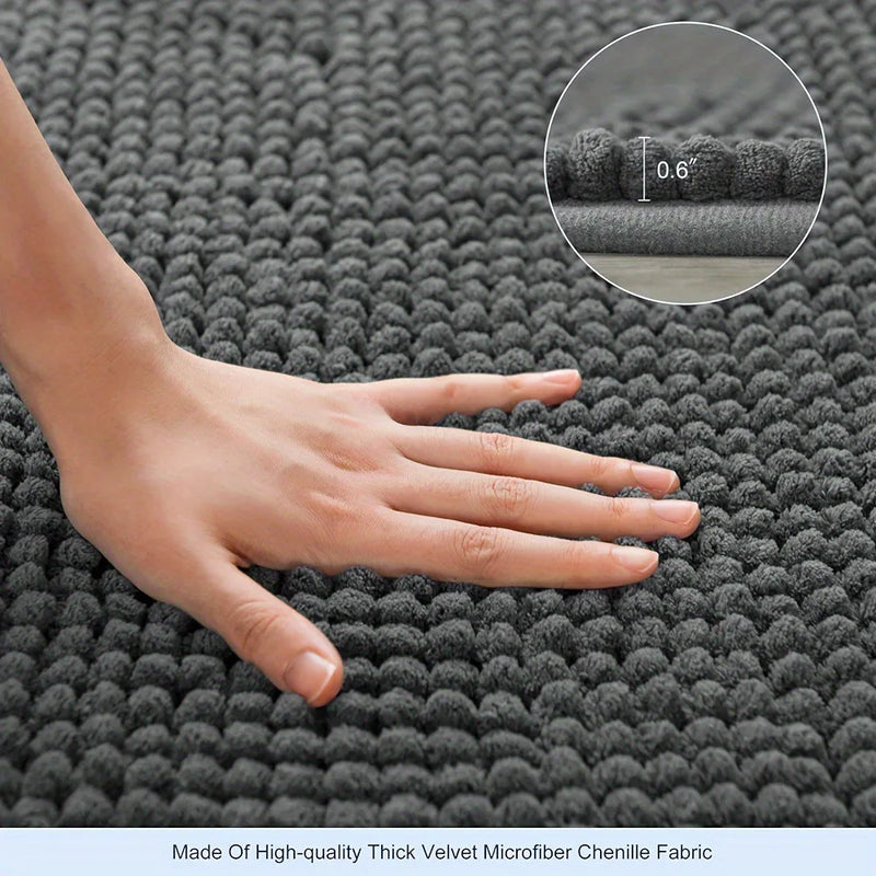 Tapis de Bain Chenille en L pour Douche d'Angle 80 x 80 cm