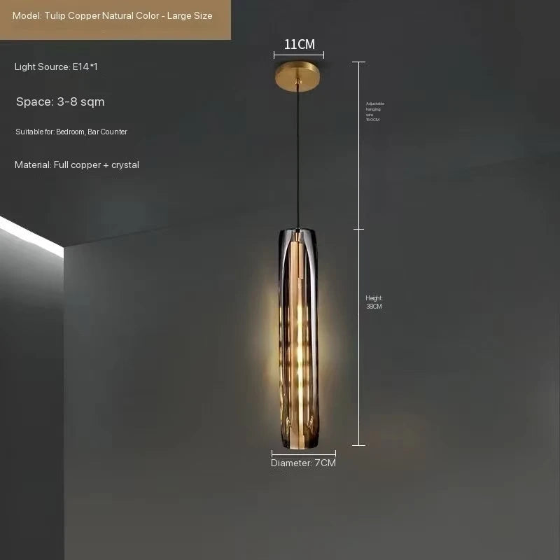 Suspension Cuisine en Cristal et Cuivre, 1 à 3 Lampes