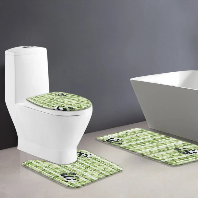 Rideau de Douche Panda 180x180 cm et Tapis Assortis à la Pièce