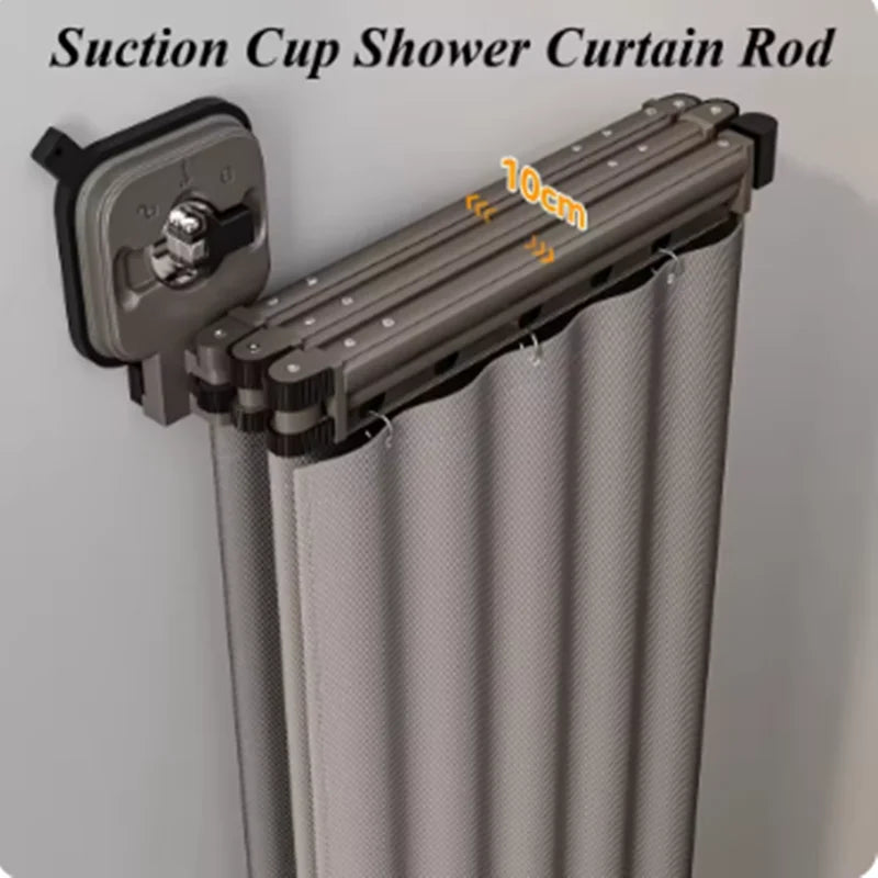 Barre de Douche d'Angle Pliante à Ventouse, avec ou sans Rideau