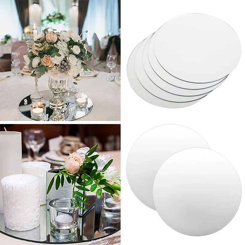 Plateau Miroir Rond Acrylique 20 cm pour Bougies et Centre de Table