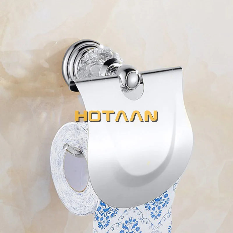 Accessoires Salle de Bain Chromé Cristal Frise Grecque à la Pièce, 17 Articles