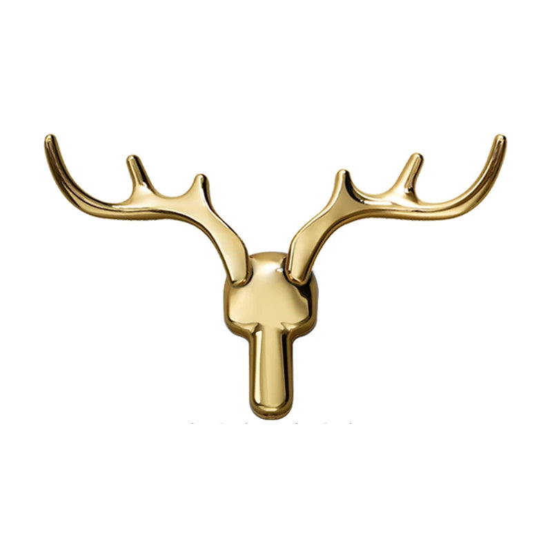 Patère Murale Bois de Cerf Alliage de Zinc Noir, Doré ou Argent