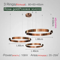 Suspension Cuisine LED Anneaux Ouverts, Ø 40 à 80 cm