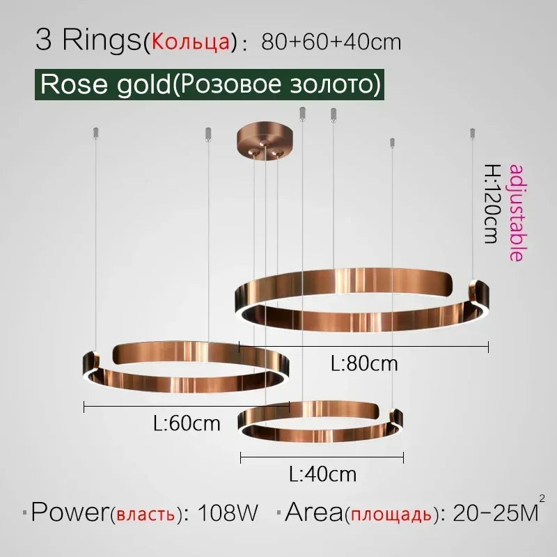 Suspension Cuisine LED Anneaux Ouverts, Ø 40 à 80 cm