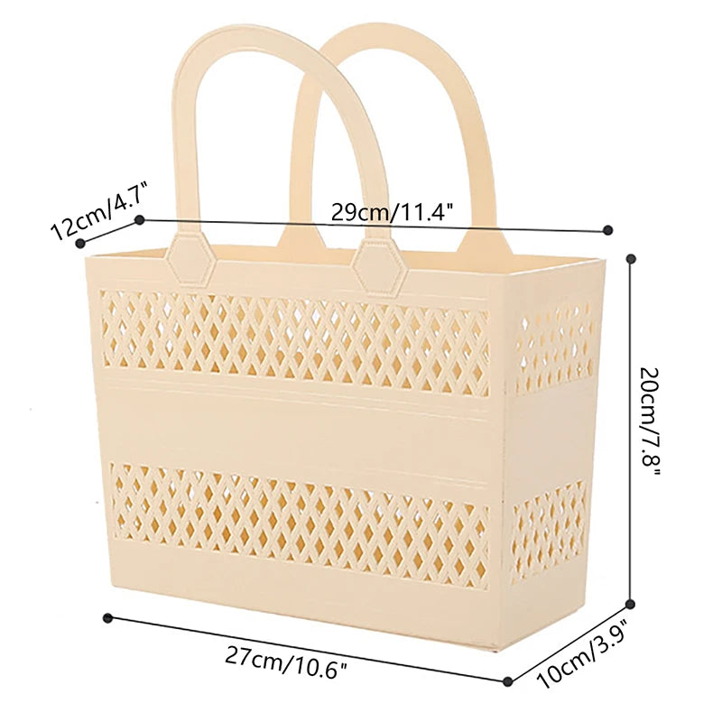 Panier de Douche Portable Ajouré 29 x 20 cm, Beige, Vert ou Jaune