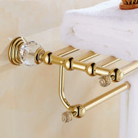 Ensemble d'Accessoires de Salle de Bain Doré à Cristaux