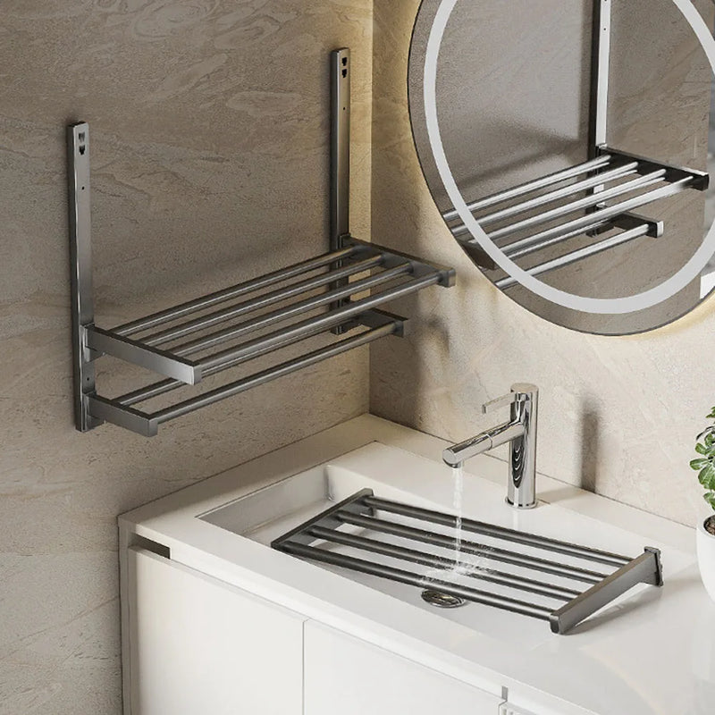 Porte-Serviette Mural Pliable Inox 50 cm