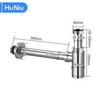 Siphon Lavabo Inox 304 Réglable 10-100 mm, Sortie 300 mm, 5 Finitions