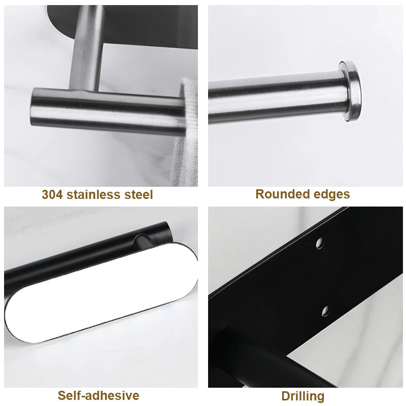Porte-Rouleau Essuie-Tout Adhésif Inox 304, Sans Perçage, 3 Finitions