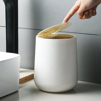 Petite Poubelle Ronde de Salle de Bain Couvercle Pivotant